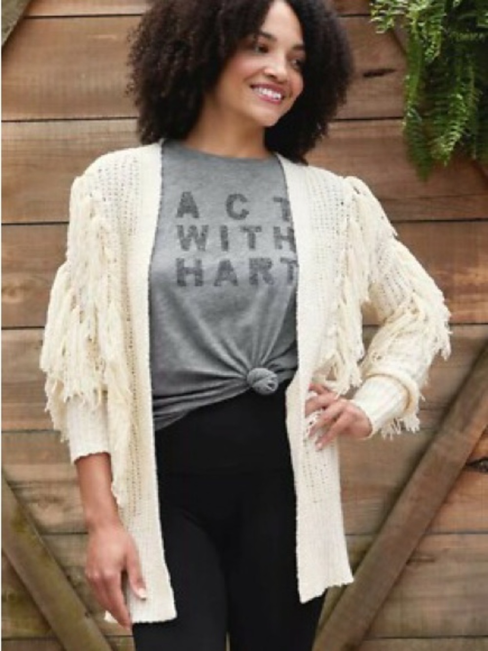 Matilda Jane Good Hart Cream Open Knit Cardigan with Fringe